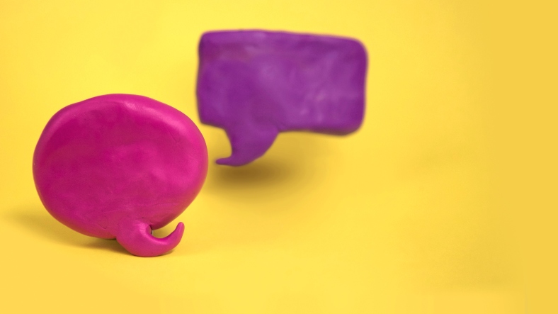 Plasticine figures of speech bubbles